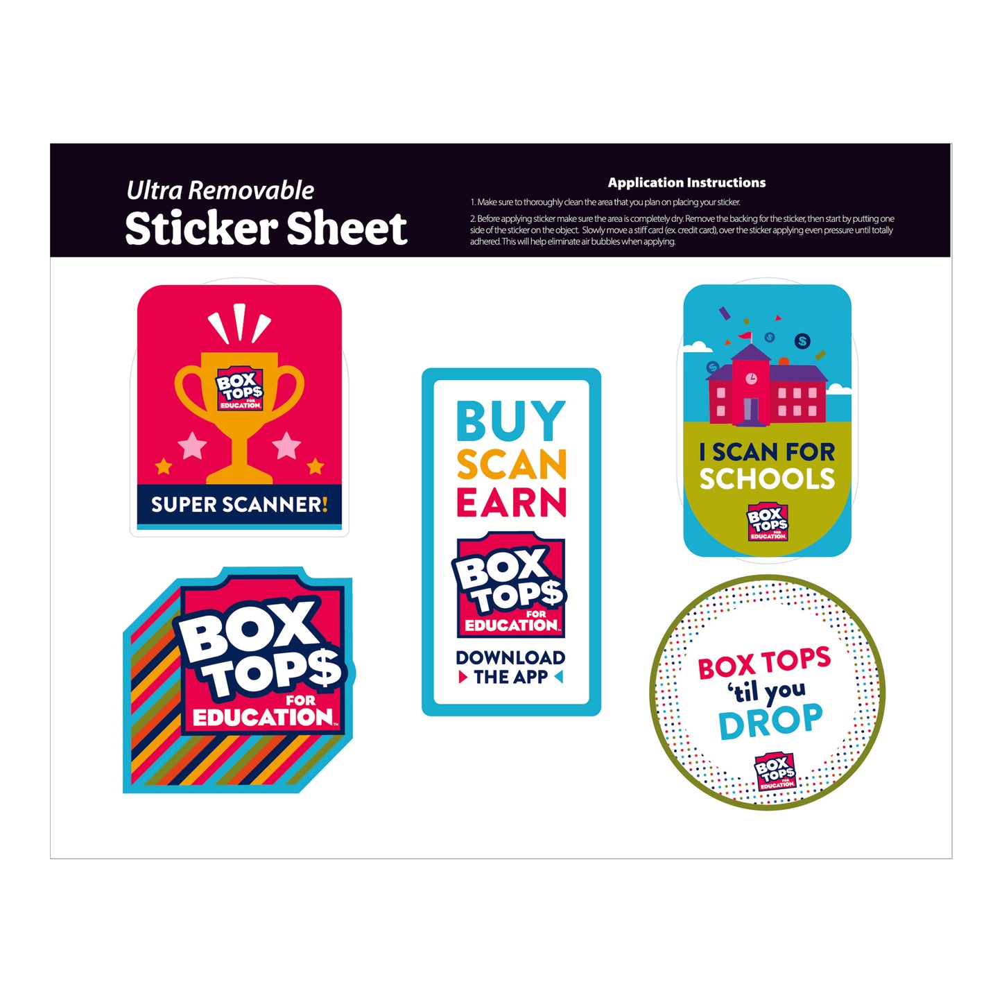 Box Tops for Education Removable Sticker Sheet (Set of 10)