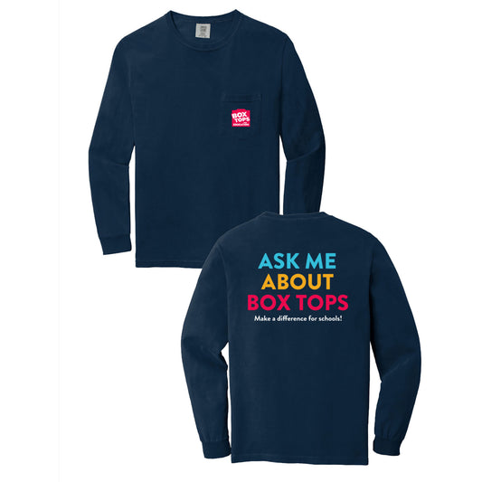 Box Tops for Education Long Sleeve Pocket Tee - Navy